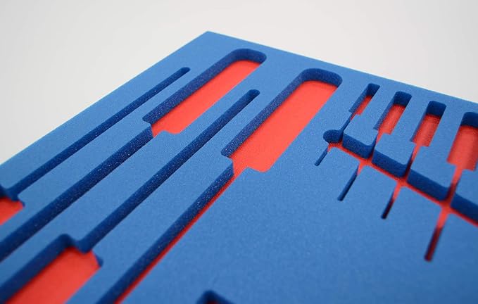 5S TOOL BOX SHADOW FOAM ORGANIZERS (2 COLOR) CUSTOM SIZE (18" x 36", Blue Top/Red Bottom)