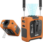Portable Fan Wearable Personal Fan with 5 Speed Max 55 Working Hours Low Noise Portable Neck Fans Cooling Waist Fans for Camping Traveling LED Light Power Display 10000mAh Power Bank(Orange)