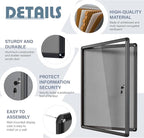 Enclosed Bulletin Board 36x24 in, Lockable Felt Board Bulletin Board for Office School Home Commercial, Tamperproof and Shatter Resistant, Black Aluminum Frame, Grey Felt