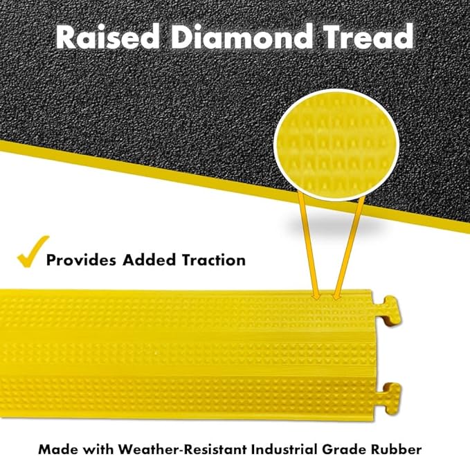 Kable Kontrol Drop Over Floor Cord Cover – 60” Inch Long 1 Channel Cable or Wire Protector – 30 Pcs Bulk Pack - Rubber Ramp for Indoor and Outdoor Use – Yellow