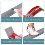Floor Cord Cover Self Adhesive Cord Hider Floor Extension Cord Covers for Floor Power Cord Protector Cable Management Prevent Cable Trips Cable Cavity 0.32" W x 0.32" H (Light Grey Wood, 3.3Ft)