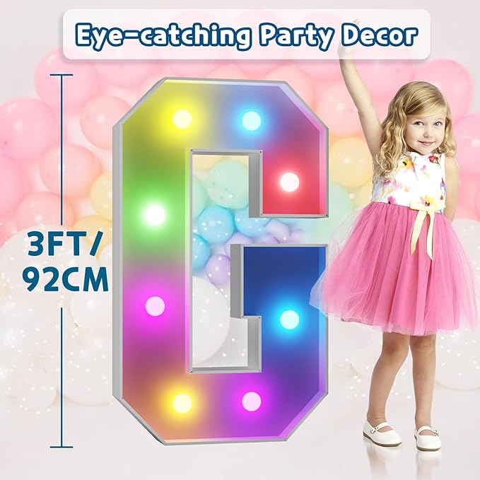 imprsv 3FT Colorful Marquee Letters G, 18 Colors Large Light up Letters Alphabet Sign with Remote, Big Marry Me Sign, Birthday Party Decorations Anniversary Wedding Decoration
