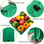2Pack Reusable Shopping Trolley Bags Grab and Go Bag Collapsible Grocery Tote Bags with Handles, Clip on Shopping Cart As Seen On TV