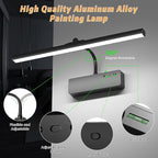 Lightbiz Picture Light 2 Pcs, 15.35inch 5400mAh Rechargeable Picture Lights for Wall Battery Operated Wall Lights with Remote, 3 Colors Paintings Light Dimmable Art Light for Artwork, Gallery (Black)