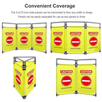3 Panels Safety Barricade 5.8FT Foldable Security Sign Barrier Gate with Heavy Duty PVC Frame High Visibility Caution Symbol Crowd Control Restricted Area Pedestrian Barricade DO NOT Enter Yellow