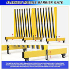 2 Set 16.8FT Industrial Metal Expandable Barricade，Retractable Traffic Fence with Casters, Folding Security Gate, Portable Barricade Gate for Construction Area, Traffic Control, Driveway and Garden