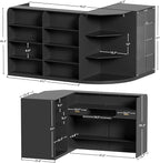 PAKASEPT Reception Desk with Counter for Retail & Checkout,Modern Front Reception Counter with Drawers & Open Shelves,L-Shaped Retail Counter with Storage for Countertop,Beauty Salon,Shop,Bar,Black