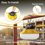 120FT LED Construction String Lights, 12 Bulbs Waterproof Linkable Industrial String Work Lights & Hooks, 5000K Daylight Temporary Lighting for Jobsite Attic Cralspace
