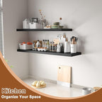 12 Inch Deep Floating Shelves for Wall 3 Pack Floating Shelfs Large Storage Space Wall Decor Display Shelf for Bathroom Living Room Bedroom Kitchen 40" W x 12" D x 1.2" H Black