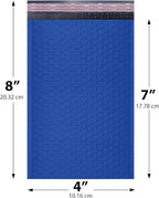 Royal Blue Small Bubble Mailers 4x8 Inch #000 | Thick Padded Poly Bubble Mailer Envelopes | 500 Pack Bulk | Trading Card Sports Card Shipping