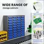 75-Drawer Parts Cabinet with Labels & Dividers, ABS Non-Slip Drawers & Steel Frame, Nut Bolt Screw Tool Organizer for Workshop, Garage, Craft, Toy & Accessory Storage