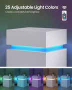 VASAGLE Nightstands with LED Lights, Set of 2, Adjustable Light Colors, Bedside Tables, Side Tables with 3 Drawers, Modern Style, 13.8 x 15.7 x 21.7 Inches, Cloud White ULET799T12