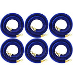 Woanger 6 Pack Velvet Stanchion Rope, 5 Feet Crowd Control Stanchion Ropes Safety Barrier with Gold Plated Hook for Carpet Events Movie Theaters Grand Openings Hotels Party(Blue)