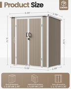 5x3 Resin Garden Sheds & Outdoor Storage on Clearance, Weather-Resistant Plastic Shed with Floor and Lockable Door for Garden Tools, Lawn Mower, Bike, Backyard Organization, Warm Gray