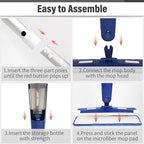 Mop for Multi-Purpose Floor Premium Spray Mop, 18 inch Professional Hardwood Wet and Dry Cleaning Mops with 3 Resuable Pads and Refilled Bottle, Blue