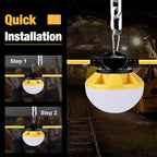 3-Prong 100FT Construction String Lights, IP65 Waterproof ETL Certified String Work Lights, 5000K Daylight 18AWG Wire Linkable Temporary Construction Lighting for Jobsite with 10 Bulbs & Hooks