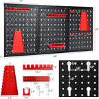 Goplus Garage Pegboard Tool Organizer, 4ft Metal Pegboard Wall Organizer w/3 Pegboards, Drill Bit Rack, Wrench Rack, Hooks Accessories, Wall-Mounted Tool Storage Peg Board for Workshop, Black