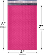Hot Pink Small Bubble Mailers 4x8 Inch #000 | Thick Padded Poly Bubble Mailer Envelopes | 500 Pack Bulk | Trading Card Sports Card Shipping