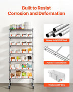VEVOR 7-Tier Rolling Bin Storage Rack, 24 Small Bins, Bin Rack Storage Steel Wire Shelving System with Wheels, Mobile Tool Organizer for Garage, Warehouse, Office, Restaurant, Classroom, Kitchen