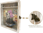 WANLIAN Large Shadow Box with Shelves, 16x20 Wooden Shadow Box Display Cabinet with Acrylic Window ，5 Removable Shelves and Linen Back ，for Displaying Photo Souvenir Collection（Rustic White）