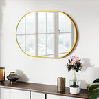 30x20 Mirror Runway Oval Wall Mounted Aluminum Alloy Metal Frame Rectangle Mirrors for Entryway Bedroom Bathroom Living Room 30 20 inch Gold