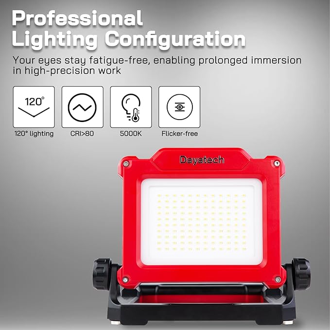 Rechargeable Cordless LED Work Light, 3500 LM, 25 W Compatible with DEWALT, Milwaukee, MAKITA, Bosch, Black&Decker, Porter Cable, Stanley Power Tool 18-21V Lithium Ion Battery(Light Only)