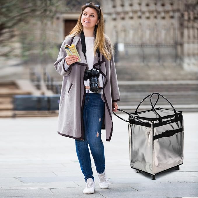 Reusable Grocery Bag On Wheels Large Capacity Shopping Trolley Foldable Rolling Tote Bag with Heavy Duty Handle for Travel