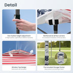 PHI VILLA 10x10 Pop Up Canopy Tent - One Push Setup, Instant Shade Tent with Vented Roof for Beach & Events - Includes Storage Bag, Sandbags, Stakes & Ropes (American Flag)