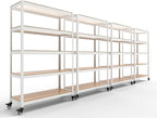 HOMEDANT House 5-Tier Metal Rolling Cart Shelf Rack Casters Heavy Duty Laminated Wheel Shelving Unit Adjustable Utility Storage Shelves Organizer Shelf Kitchen Garage (4, (L) 48.1" W, White)