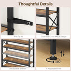 10-Tier Tall Shoe Rack Organizer, Wooden Shoe Storage for Closet Holds 40 Pairs, Sturdy Shoe Shelf with X-Shaped Metal Support, for Entryway, Bedroom, Rustic Brown and Black SS210BR
