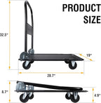 Olympia Tools Foldable Push Cart Dolly - 330 Lb. Capacity Heavy Duty Platform Truck with 360° Swivel Wheels (Olive Green/Blue)