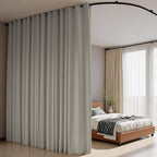 Room Divider Curtains Flexible Ceiling Tracks set Curtain track Ceiling Mount Blackout Curtain for Living Room Bedroom Ceiling Curtain Rod Privacy Dividers Panel W100xH84 Light Grey Drape&Black rail