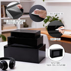 3 Pack Extra Large Acrylic Buffet Risers - 14”, 12”, 10” Black Display Stands with Hollow Bottoms, Cube Riser Boxes Nesting for Dessert Food Catering Buffet Display Party Supplies