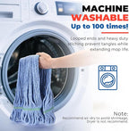 Onesimus 24 oz Mop Head Replacement, Industrial Mops for Floor Cleaning Heavy Duty 4-Ply Cotton Blend Looped End Wet Mop Refills 1.25 in Universal Headband Fit Most Handles, 6 Pack X-Large Blue