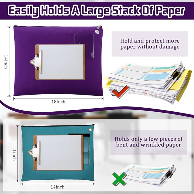 2 Pcs Interoffice Mailer Canvas Transit Sack Zipper Bag 18" x 14" Large Zipper Pouch with Grommet Interoffice Mail Bag (Purple)