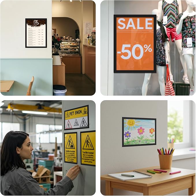 OWLKELA 12 Pack 8.5x11 Inch Magnetic Sign Holder‌, ‌Adhesive Frame‌ with Strong Magnet, ‌Magnetic ‌Document Sleeve‌ ‌for Office, School, Restaurant, Store