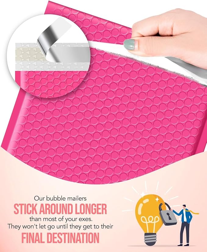 GSSUSA Pink Bubble Mailers 4x8 Small Padded Envelopes, 800 Pack, Strong Adhesion Self-Seal Bubble Envelopes for Small Business