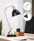 HarvestLand Halo Black and Brass Desk Lamp – Adjustable Desk Lamp with Metal, Industrial Table Lamp with Solid Base for Home Office, Bedside Table Lamps, Task Lamp, Reading lamp, Christmas Gifts