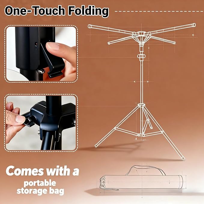 Heavy Duty Metal Shopping Bag Rack - Adjustable Height 51" to 71", Foldable Bag Holder Stand with Storage Bag, Retail Display Stand for Store/Boutique/Mall (Holds 50lbs)