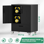 Metal Garage Storage Cabinet with Wheels,Black Lockable Rolling Tool Cabinet with Drawer and Adjustable Shelves,Heavy Duty Tools Cabinet for Home Office Utility Room
