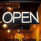 HiNeon Neon Open Sign 20inx7in LED Open Sign w/Remote Controller, Electric Light Up Open Sign for Business Store, w/Hanging Chain for Shop Windows, Direct Plug-In w/ 12V Power Adapter, Warm White