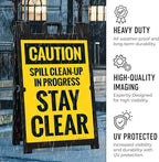 Caution Spill Cleanup in Progress Stay Clear Sidewalk Sign Kit, 24x36 Inches, with A Frame Stand, Made in USA