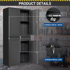 73" Metal Cabinet-Black Heavy Duty Rolling Storage Cabinet Steel Tool Cabinets with Wheels, Shelves, Lockable Doors and Drawers- for Garage, Pantry, Warehouse Home Office- Assembly Required