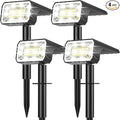 Solar Spot Lights Outdoor Waterproof IP65, [4 Pack/100 LED/4 Modes] 2-in-1 Solar Landscape Spotlights, Auto On/Off High Lumens Spot Lights for Outside Yard Garden Pathway(Cool White)