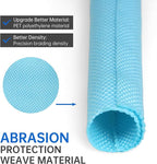 Split Braided Cable Sleeve，Flexible Wire Loom Tubing, Automotive Cord Protector Pet Proof, Cable Management for Computer TV Electric Wires Harness 16ft (Sky Blue, 10mm（3/8")