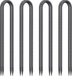 24 Inch Trampoline Stakes High Wind, 3/8 Inch Diameter Rebar Tent Anchors 8 Pack Heavy Duty U Stakes for Ground, Chain Link Fence, Swing Set, Soccer Goal (Black)
