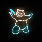 Panda Neon Sign with Gun Panda Light Up Sign for Room Wall Decor, Man Cave Decor Birthday Holiday Gift