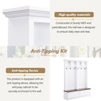 Merax Wood Hall Tree Entryway Bench with 6 Hooks, Farmhouse Mudroom Versatile Coat Racks with 2 Large Drawers Entrance Organizer for Hallway White
