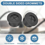 uxcell 6Pcs Cable Cord Grommet, 5/8"(16mm) Rubber Desk Grommets Wire Pass Through Hole Cover with Marked Cable Ties for Home Office Cable Wire Protection, Black