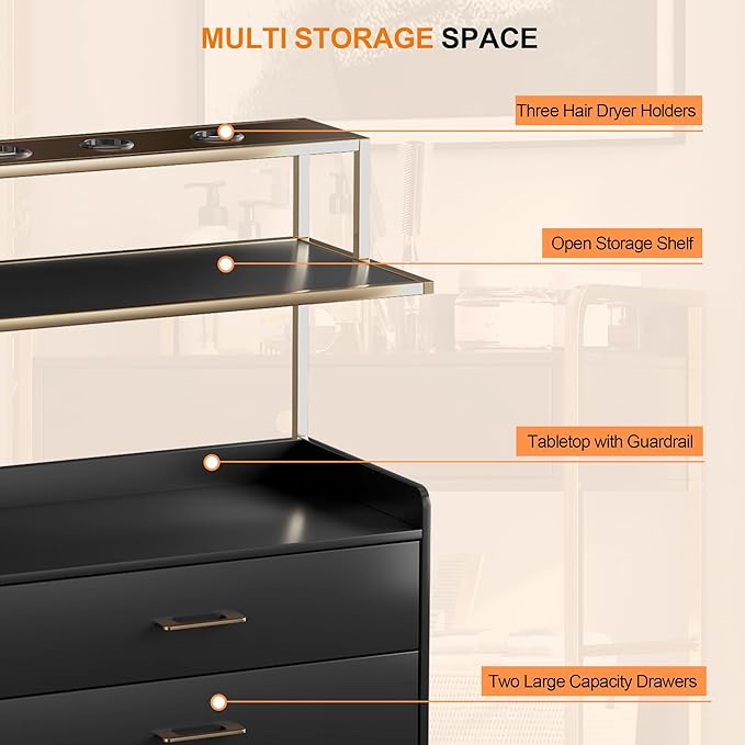 Salon Rolling Trolley with Lockable Wheels Storage Drawers Tool Organizer Barber Cart Mobile Hair Station Cabinet for Beauty Makeup Spa Massage Lash Tattoo Pedicure